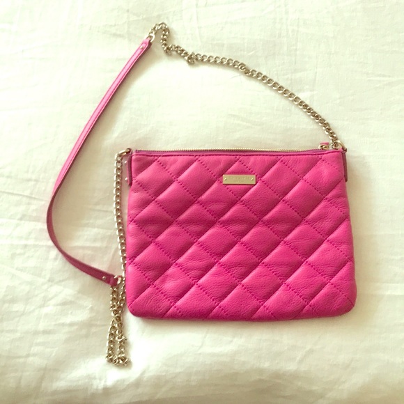 Pink quilted LAMBSKIN Kate Spade crossbody! - Picture 1 of 7
